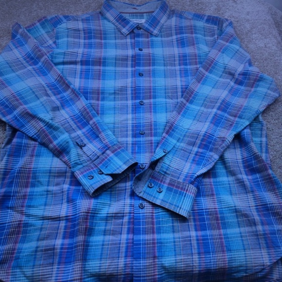 Other - Casual Blue Plaid Long-Sleeve Men’s Shirt